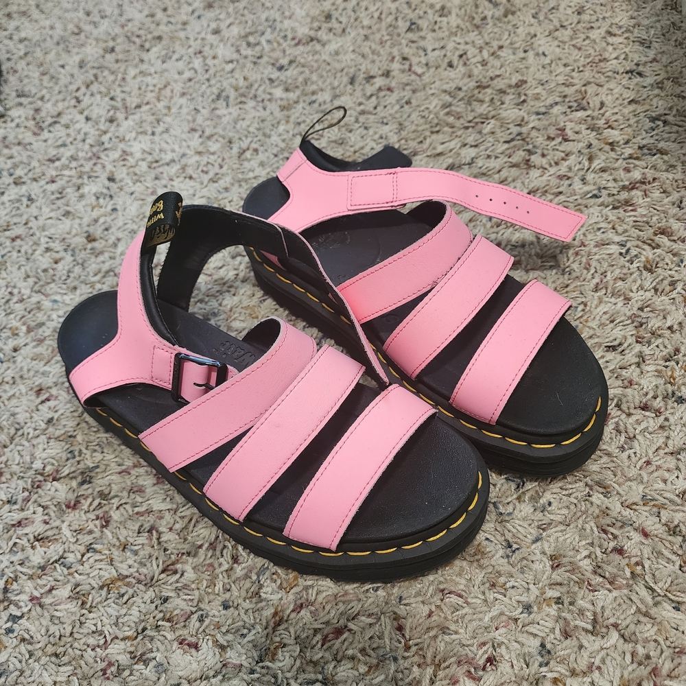 Dr. Martens Pink and Black Sandals with Adjustable Straps